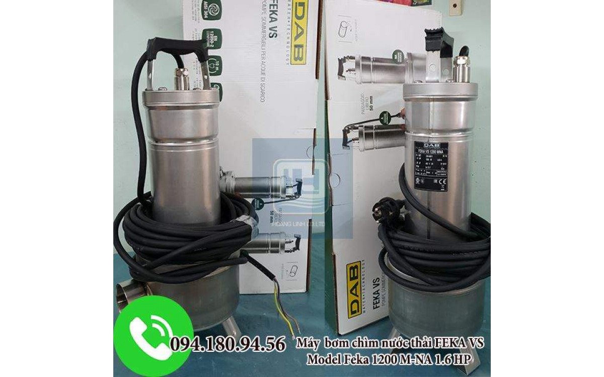 Máy bơm chìm nước Feka VS 1200M-NA 1.6HP không phao cho công trình tòa nhà