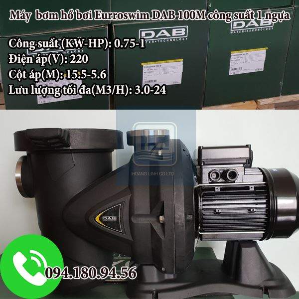 Máy bơm bể bơi công suất 1 ngựa 1 HP hot năm 2019 - Eurosiwm 100M DAB